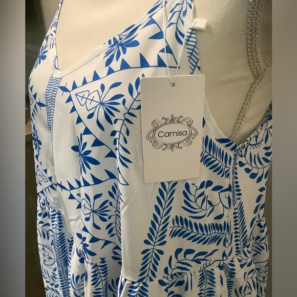 Camisa Fair Isle Floral Tiered Maxi Dress Size Large NWT - Picture 10 of 13